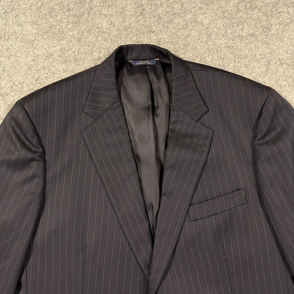 Brooks Brothers 1818 Madison Suit Jacket Mens 43R Navy Blue Pinstripe Two Button